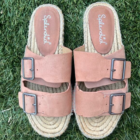 Splendid Anthropologie Blake Buckle Espadrille Double Strap Slides Sandals 7.5 - Picture 4 of 10